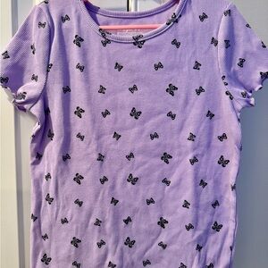 Cat & Jack Lavender Tee with Butterfly Pattern